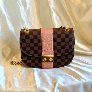 Brand New Louis Vuitton Damier Ebene Wight Shoulder Bag Pink Brown